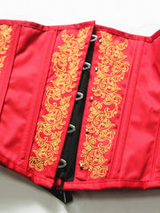 Embroidery Strapless Corset Bustier Retro Style Tummy Control Body Shaper