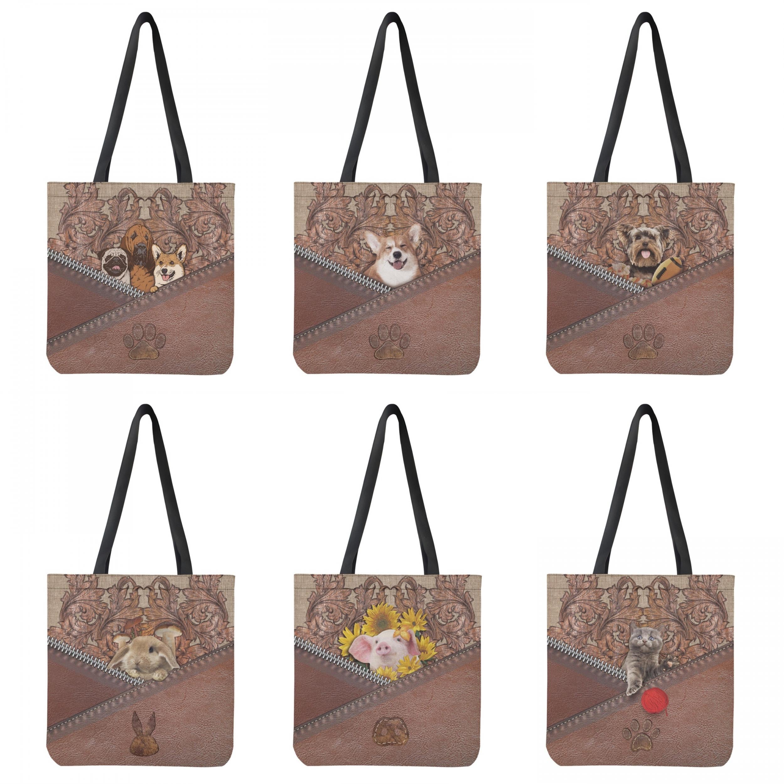 Animal Leather Printed Reusable Eco Shopping Bag Women Shoulder Bag