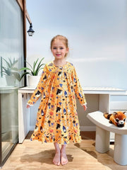 Halloween Elements Girl's Nightgown Lace Decor Long Sleeve Nightdress
