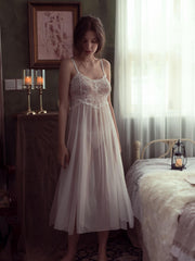 Seductive Lace Cami Long Dress Set with Matching Panty