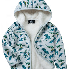 Boys Velvet Sweatshirt Coat Zip Up Hooded Warm Jacket