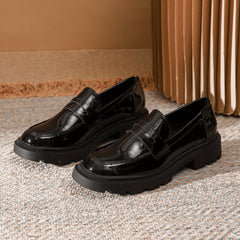 Women's Chunky Loafers Patent Leather Shoes