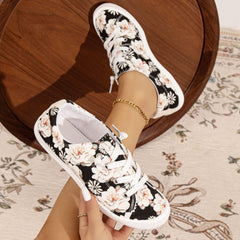 Peach Blossom Printed Canvas Low Top Shoes for Women