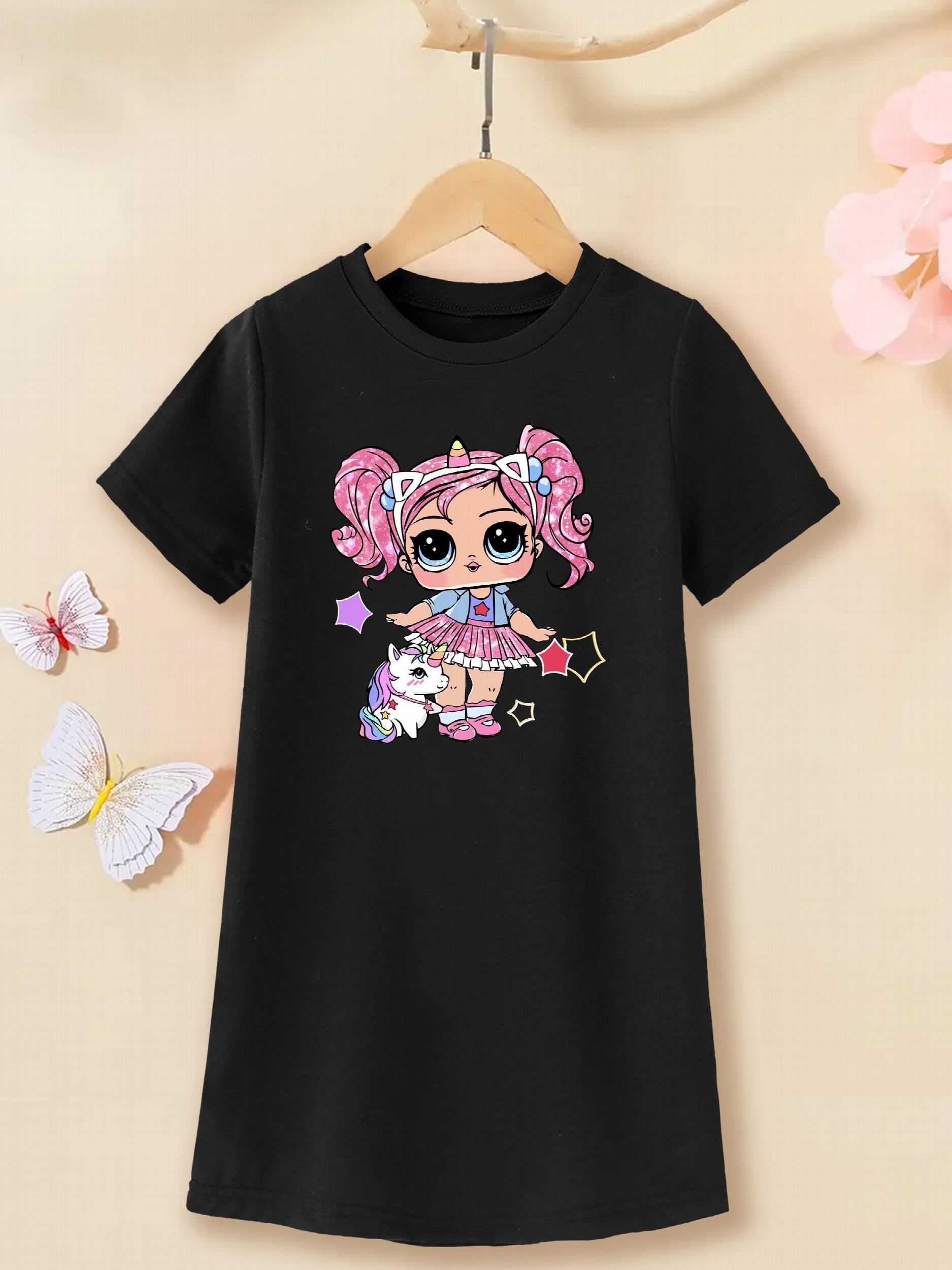 Toddler Girl Unicorn Graphic T-shirt Dress for Party Kids Summer Clothes