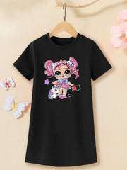 Toddler Girl Unicorn Graphic T-shirt Dress for Party Kids Summer Clothes