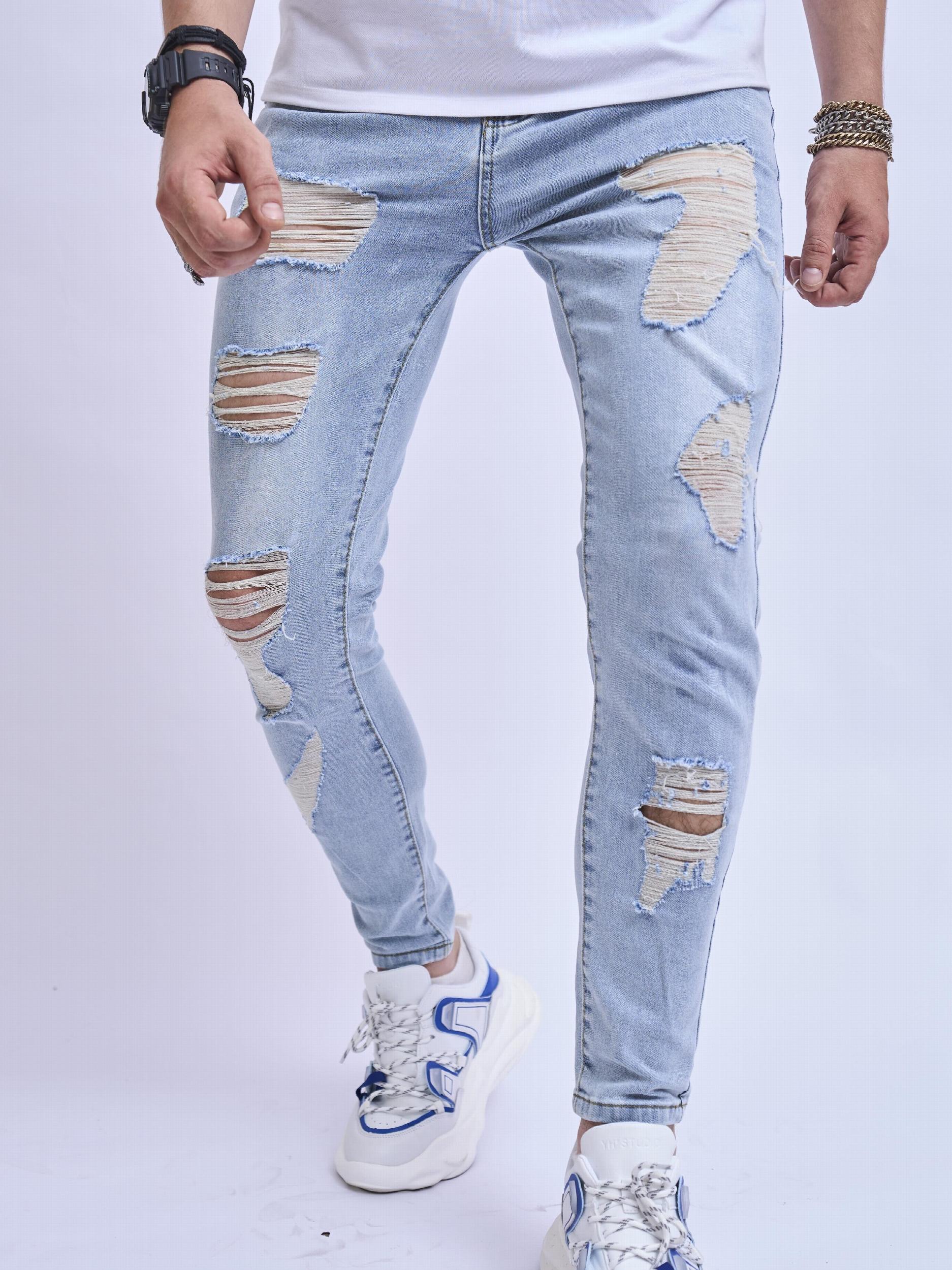Mens Slim Fit Stretch Denim Jeans Spring Summer