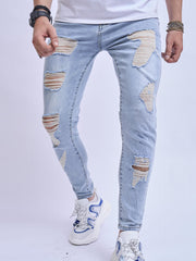 Mens Slim Fit Stretch Denim Jeans Spring Summer