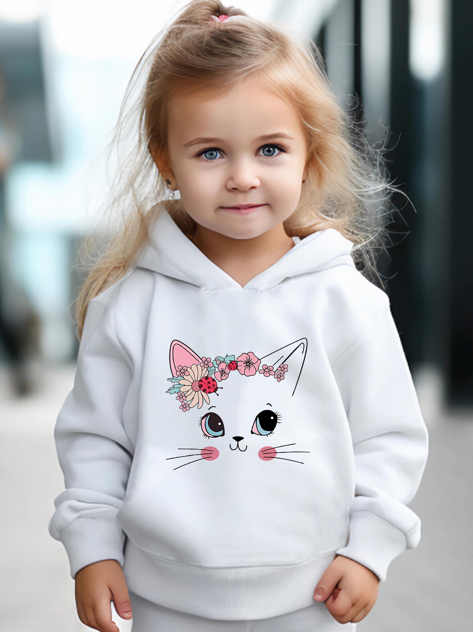Sweet Cat Print 2pcs Girls Outfits For Sports Spring Fall Outdoor Gift