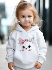 Sweet Cat Print 2pcs Girls Outfits For Sports Spring Fall Outdoor Gift