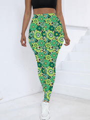 Floral Graphic Yoga Leggings High Stretch Printed Workout Pants