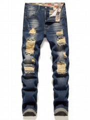 Men's Ripped Jeans Casual Street Style Distressed Denim Pants