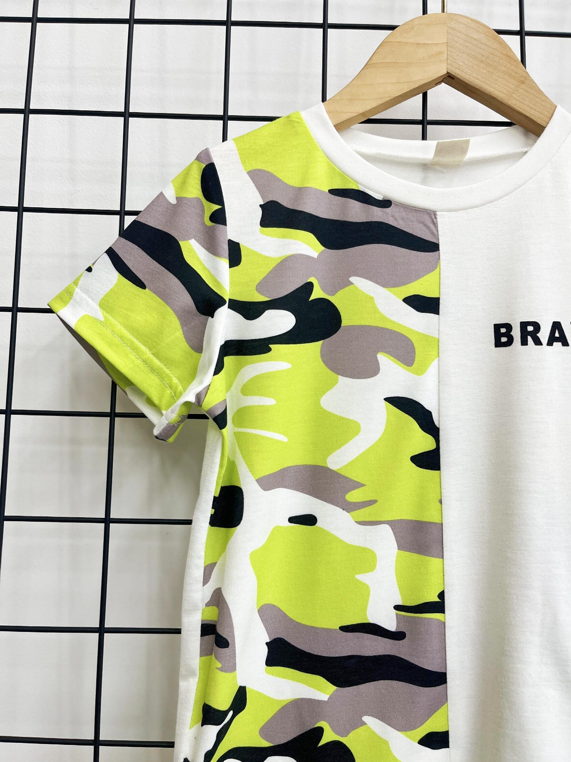 Boys Leopard & Letter Graphic Round Neck Casual T-Shirt & Track Shorts Set
