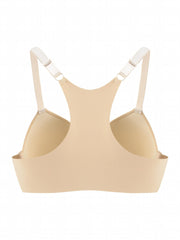 Sports Bra Solid Front Closure Racer Back Padded Bralette
