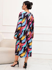 Brush Print Long Sleeve Nightdress