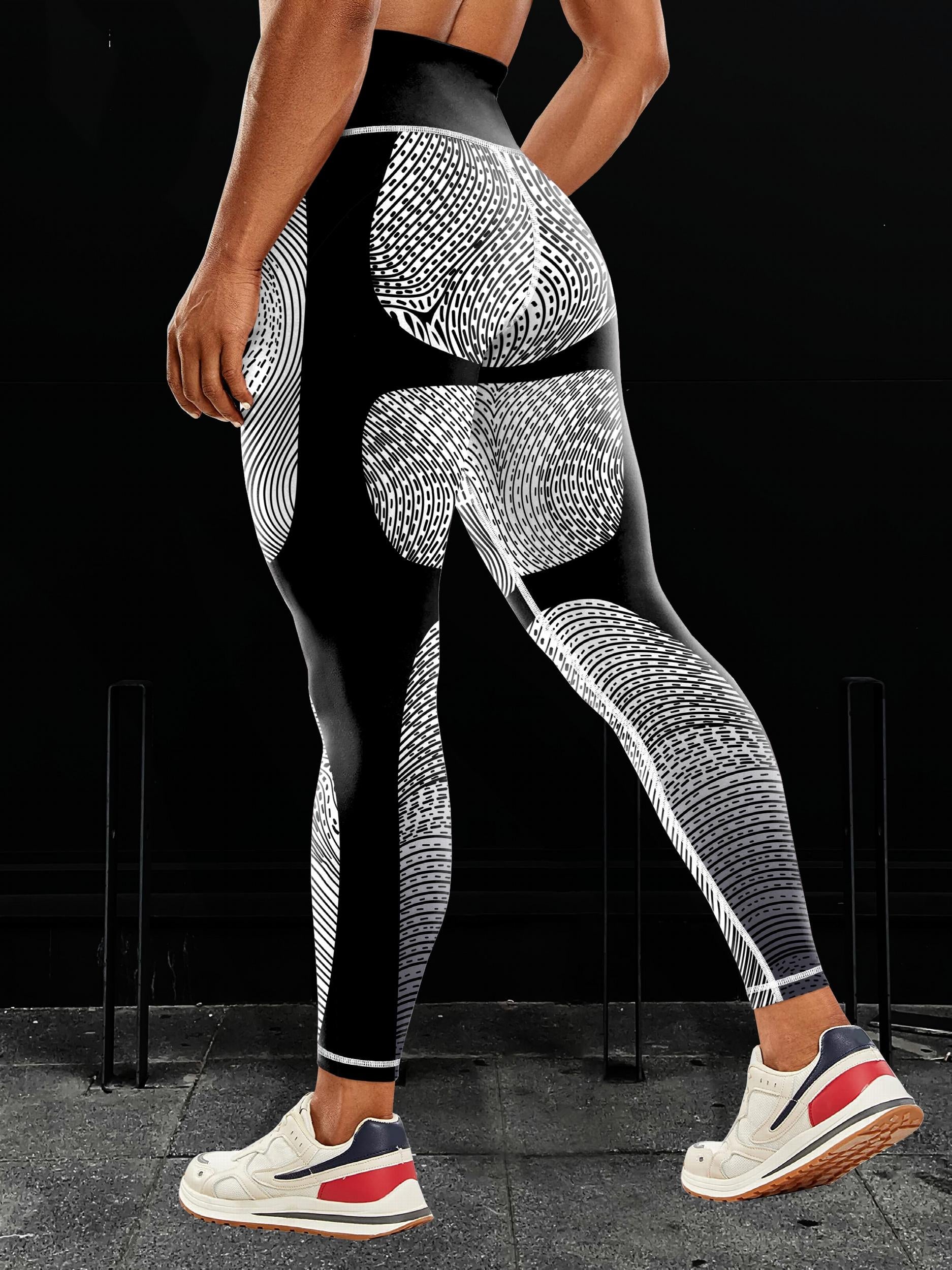 Block Print High Waist Yoga Pants