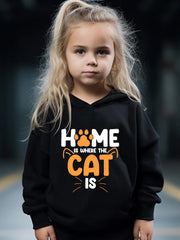 HOME IS WHERE THE CAT IS Print 2pcs Girls Outfits For Sports