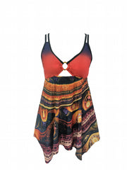 Women's Plus Graphic Print Tank Top Swimsuit Set