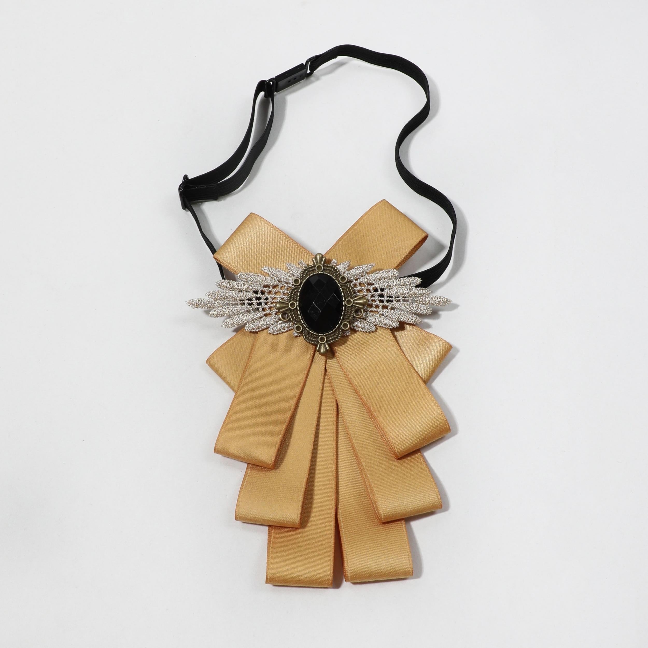 Yellow Lace Wings Bow Tie for Women
