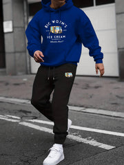 Men's 2Pc Casual Crew Neck T Shirt & Hooded Sweatshirt Set