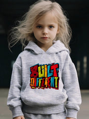 Kid's Built Different Print Outfit Hoodie & Pants Set