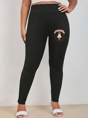 Women's Plus Ghost & Letter Print High Rise Skinny Leggings