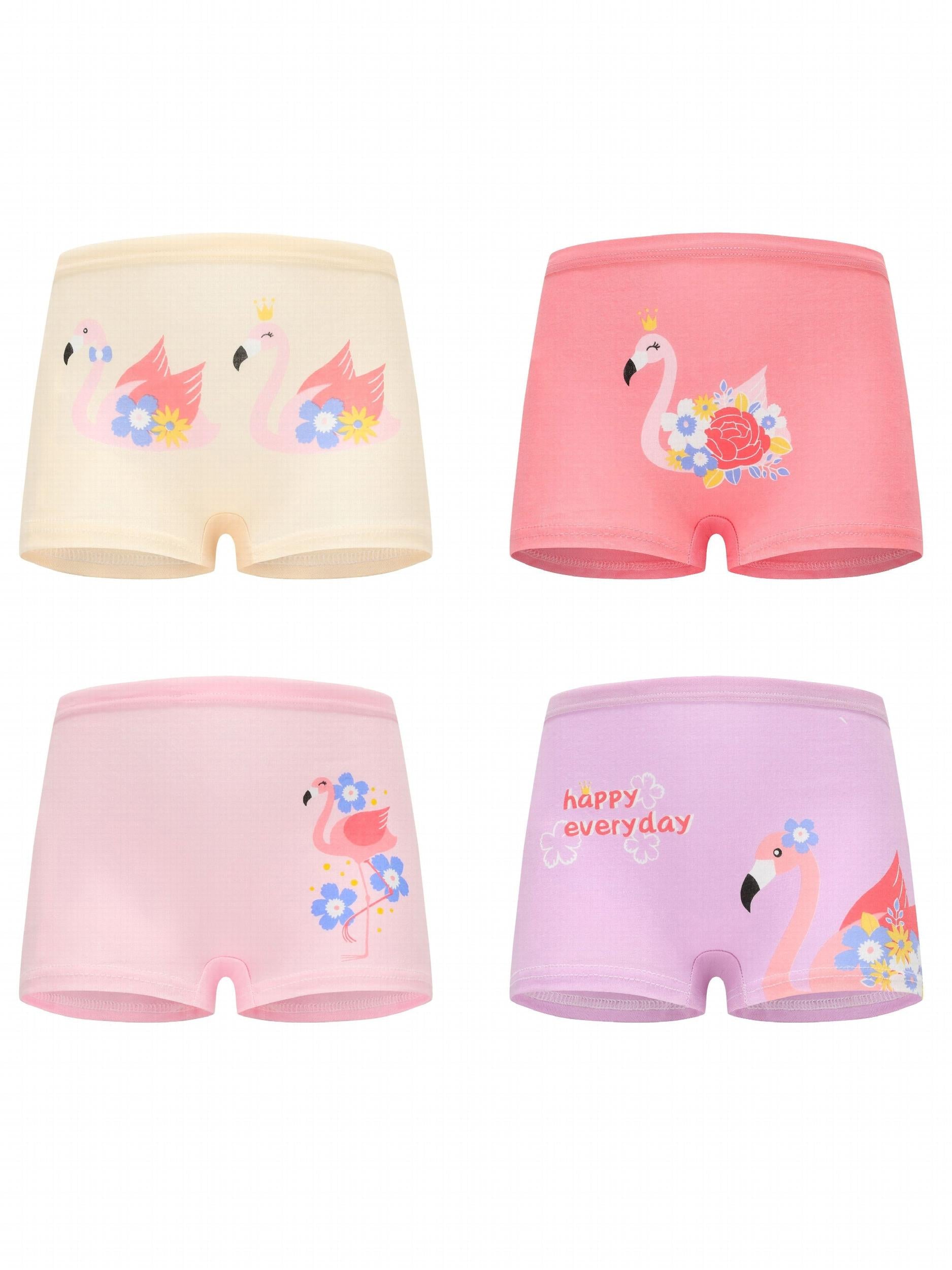 4pcs Girls Animal Boxer Briefs Soft Breathable Kids Underwear