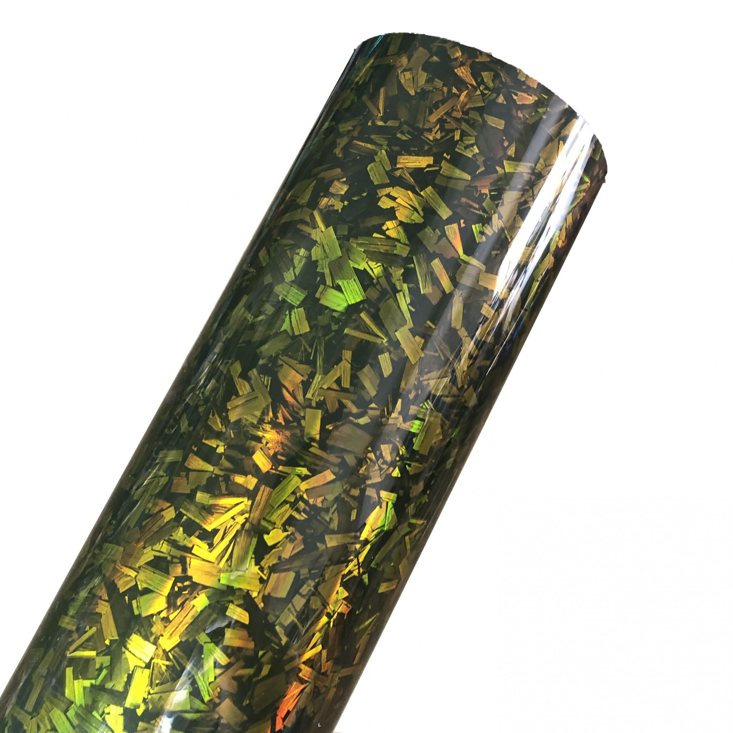 High Gloss Rainbow Holographic Forged Carbon Laser Vinyl Film PET