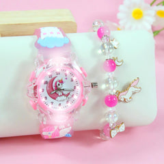 2pcs Unicorn Quartz Watch Set European American Sweet Style LED Night Light