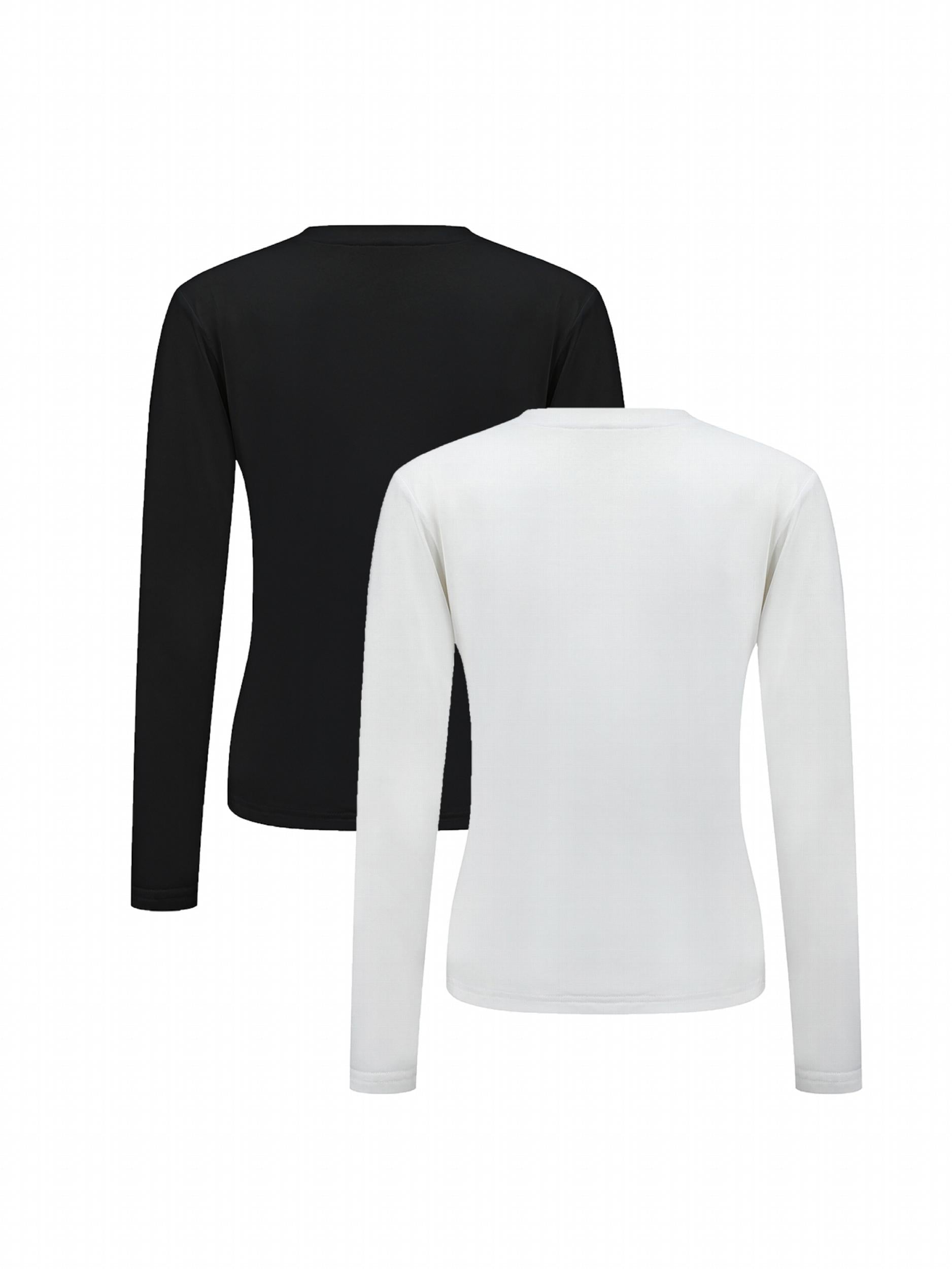 Solid Thermal Top Long Sleeve Round Neck Warm Comfortable Women's Clothing