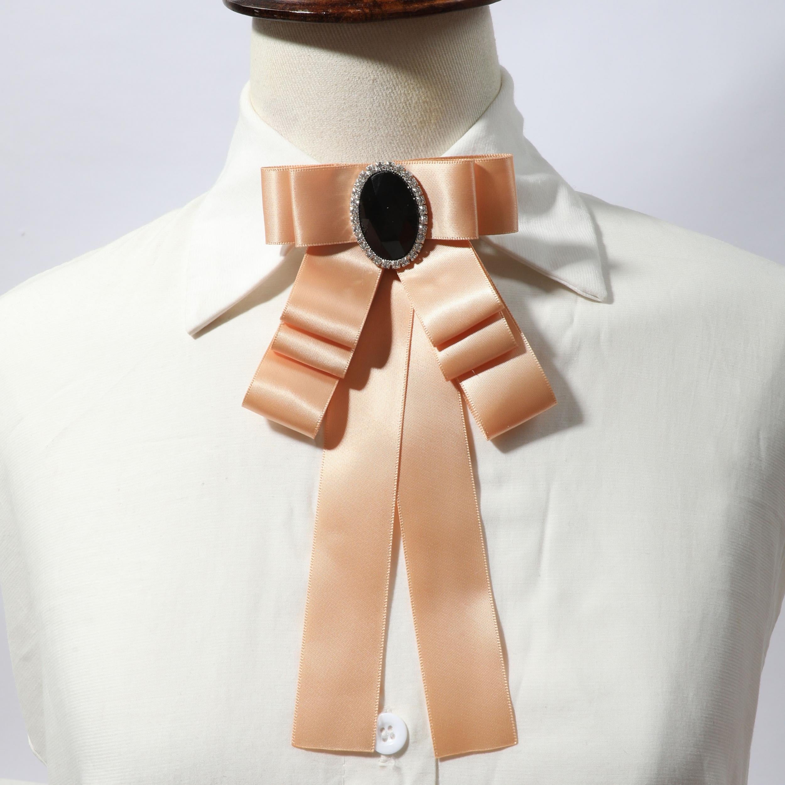 Khaki Layer Bow Tie with Rhinestone Inlay for Party Prom Dress