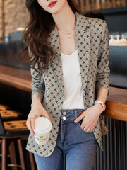 Button Front Blazer Casual Lapel Long Sleeve Women's Clothing