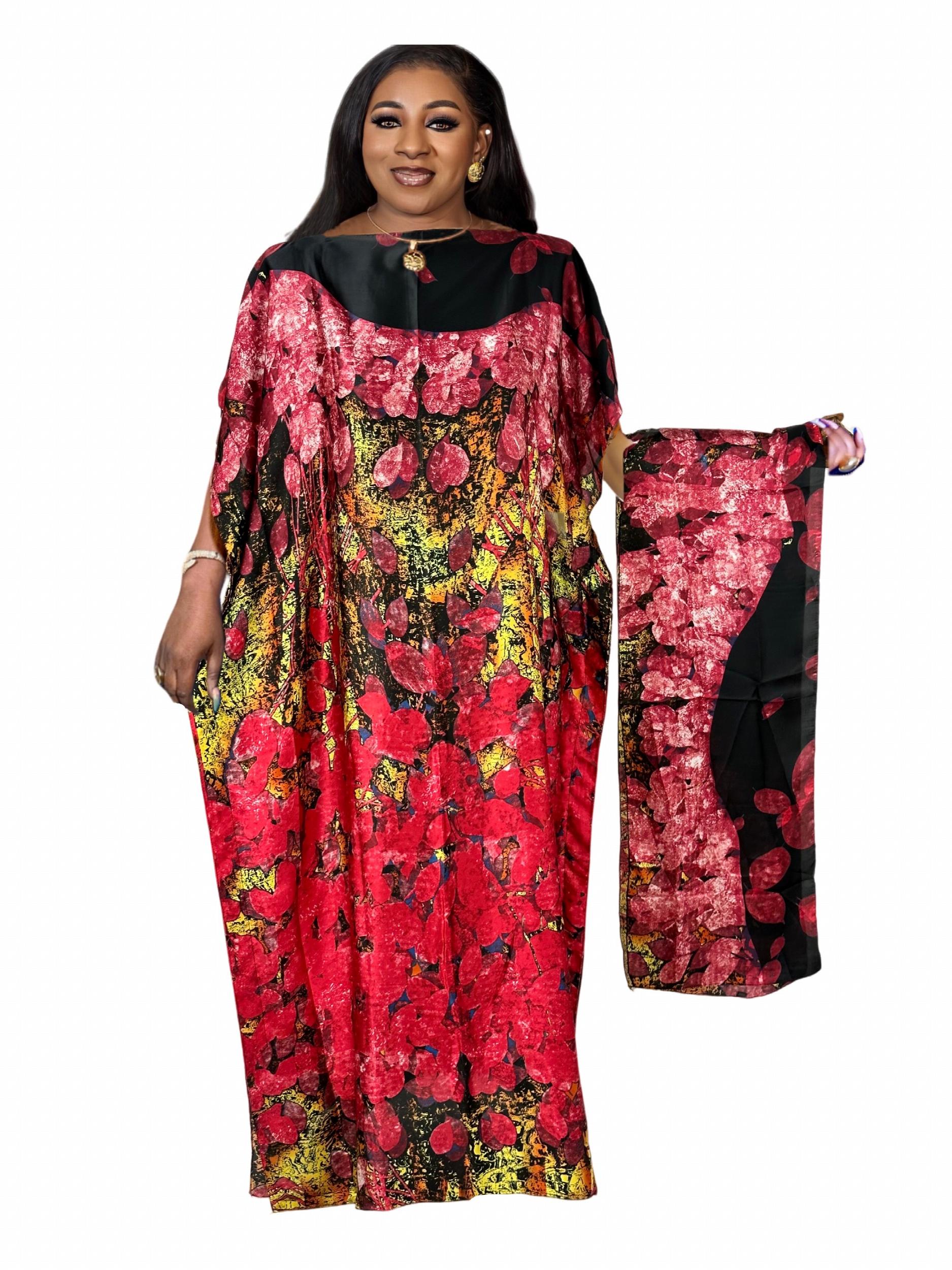 Colorblock Chain Print Maxi Kaftan Dress