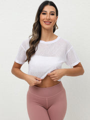 Semi Sheer Sexy Sports Running T Shirt Solid Summer Sports Tee