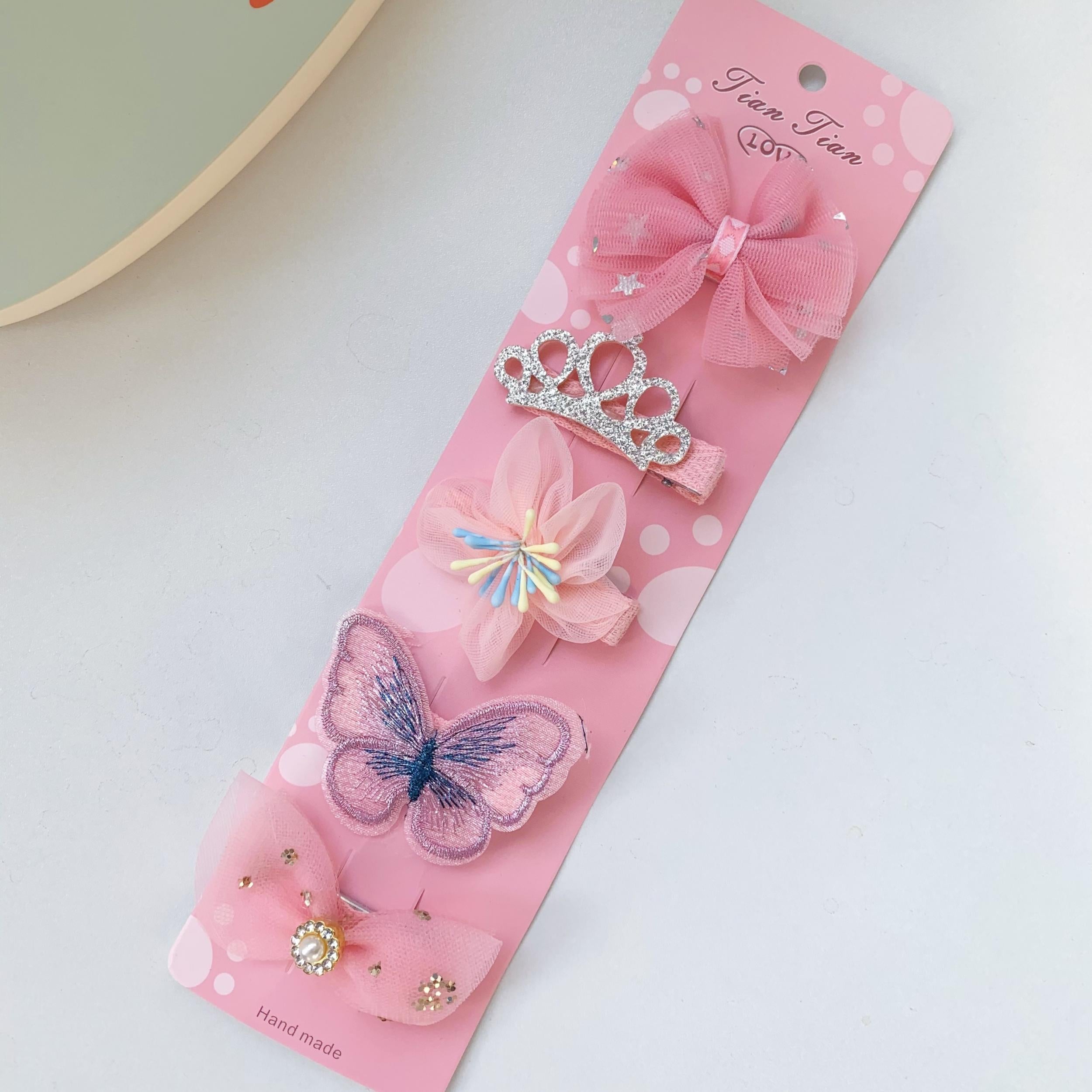 Glitter Crown Flower Bear Hairpin Set for Girls