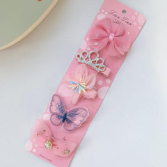 Glitter Crown Flower Bear Hairpin Set for Girls