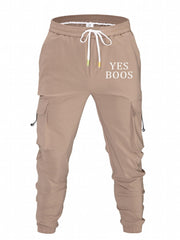 Classic Pocket Cargo Pants Men's Loose Fit Drawstring Solid Joggers