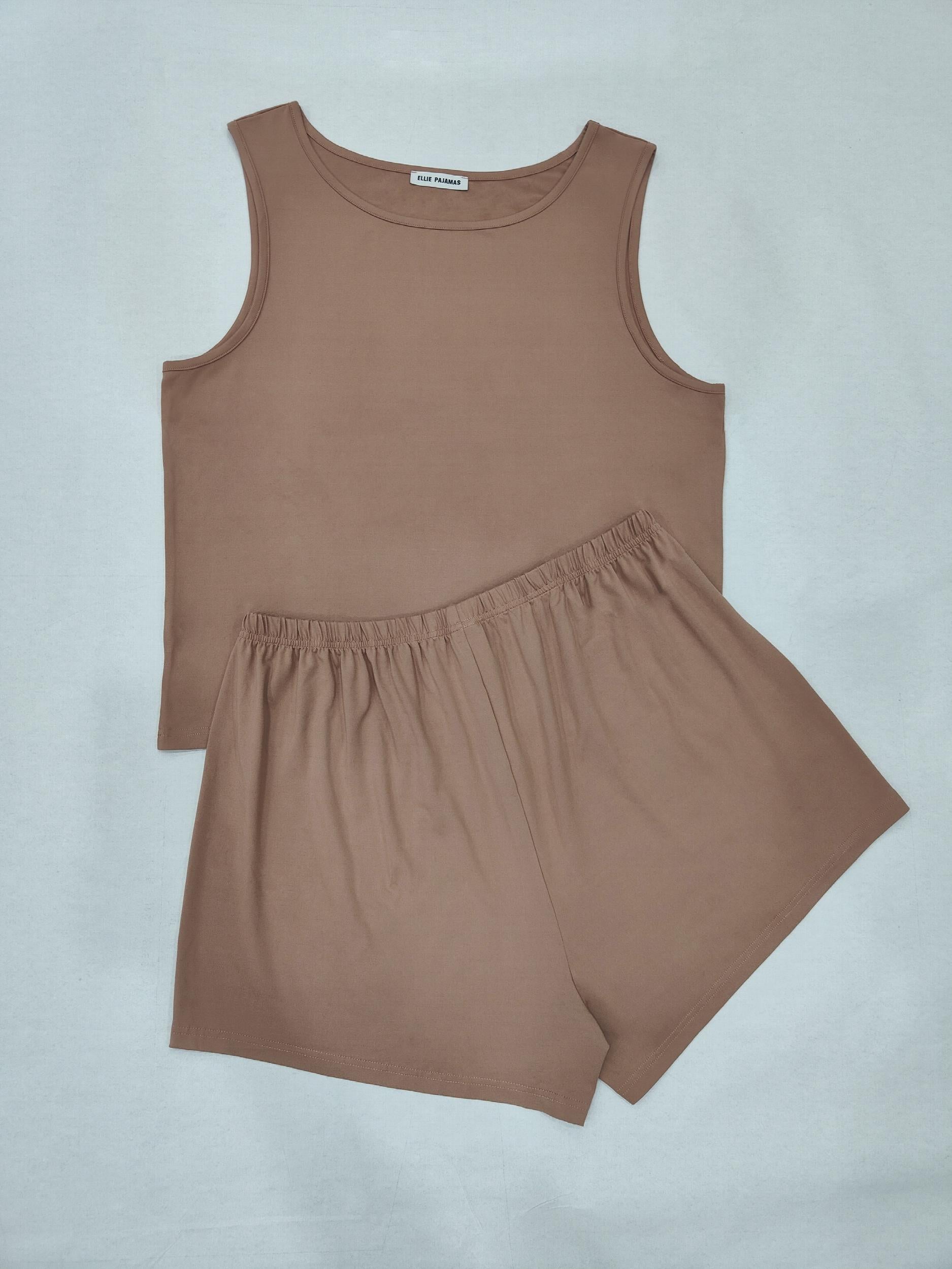 Loungewear Set Solid Round Neck Tank Top & Shorts Pajama Two Piece Set