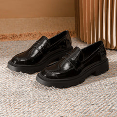 Women's Chunky Loafers Patent Leather Shoes