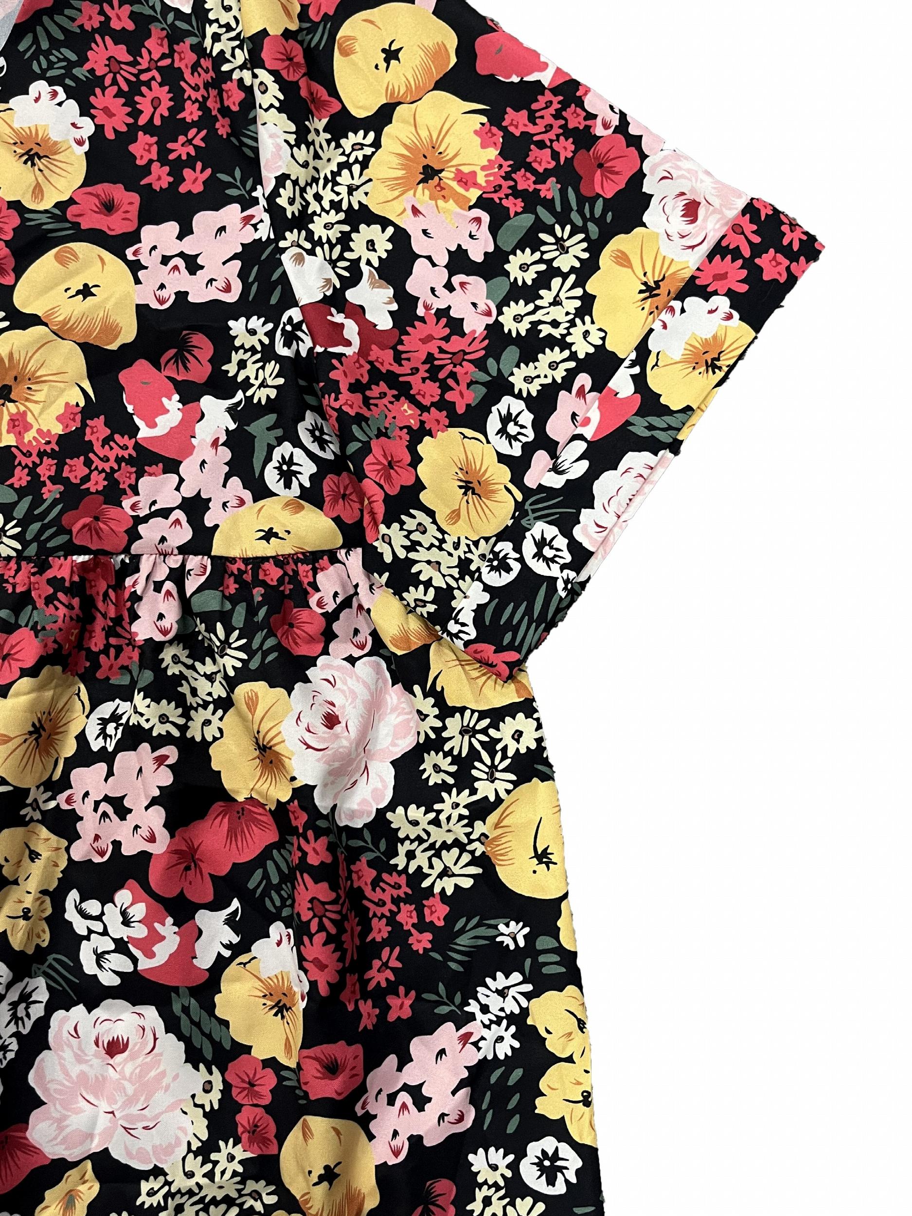 Floral Print V Neck Mini Dress