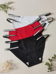 3pcs Seamless Low Waist Cut Out Panties Soft & Comfy Intimates Lingerie