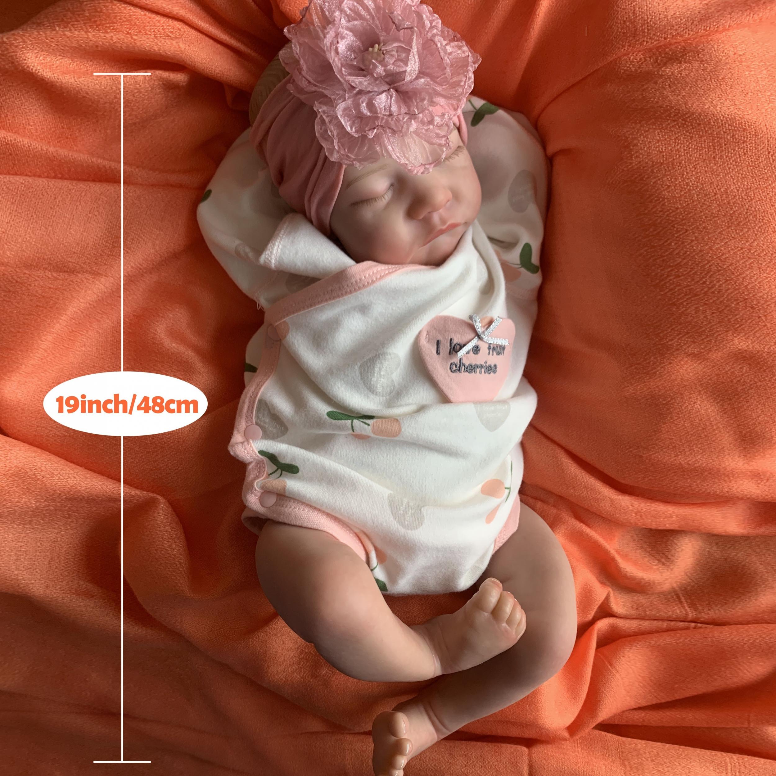 Reborn Baby Dolls Asleep 3D Skin Visible Veins Lifelike Newborn Doll Toy Gift