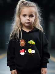 Bear & Heart Pattern 2pcs Breathable Activewear Sets Girls
