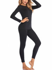 Women's Thermal Underwear Set Long Sleeve Crew Neck Tops & Pants