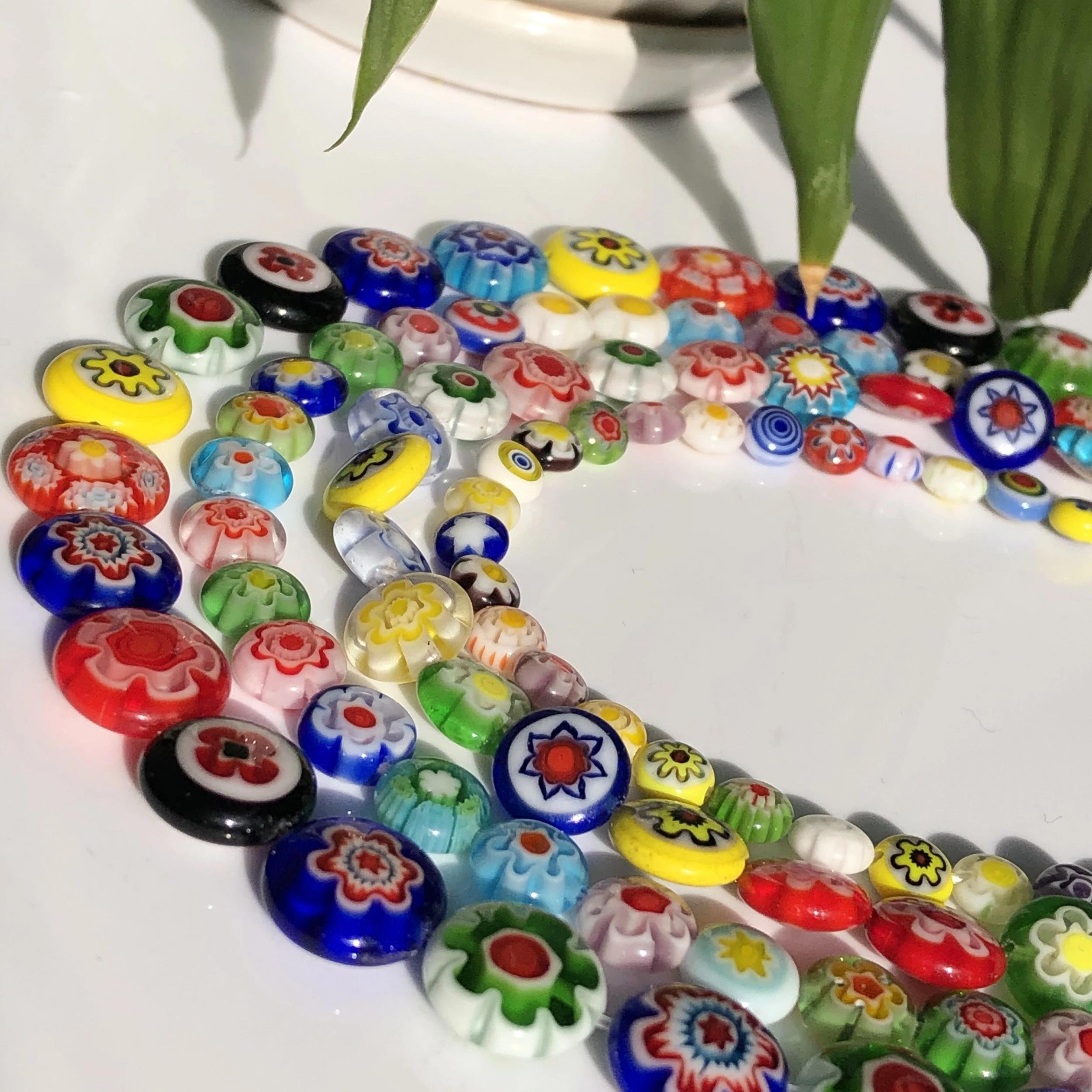 Mixed Flower Lampwork Glass Beads - DIY Necklace Bracelet Making