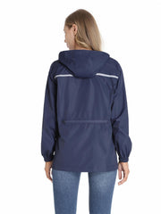 Women's Waterproof Hooded Raincoat Lightweight Packable Rain Jacket