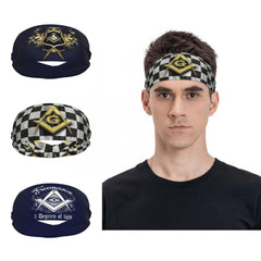Freemason Emblem Headband Wide Sweatband for Sport Fitness