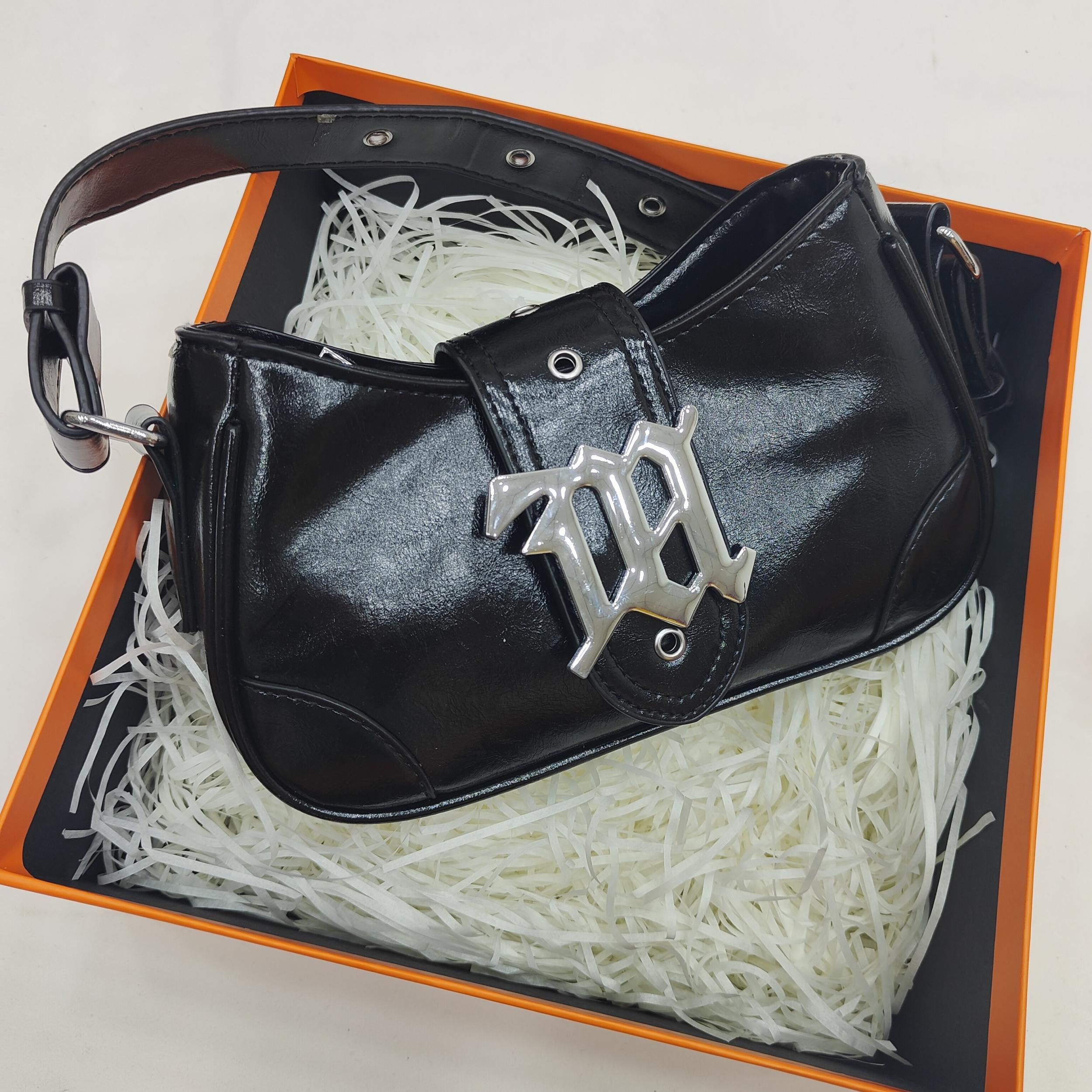Vintage Eyelet Buckle Baguette Bag for Women Y2K Underarm Purse