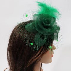 Bridal Feather Head Piece Mesh Flower Hair Accessories Clip