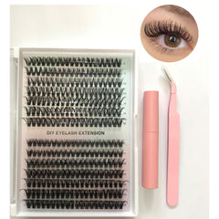 DIY False Eyelashes Set With Glue And Tweezer Cluster Lashes