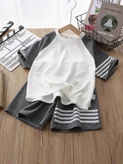 2pcs Boys Round Neck T shirt & Shorts Summer Sports Clothing